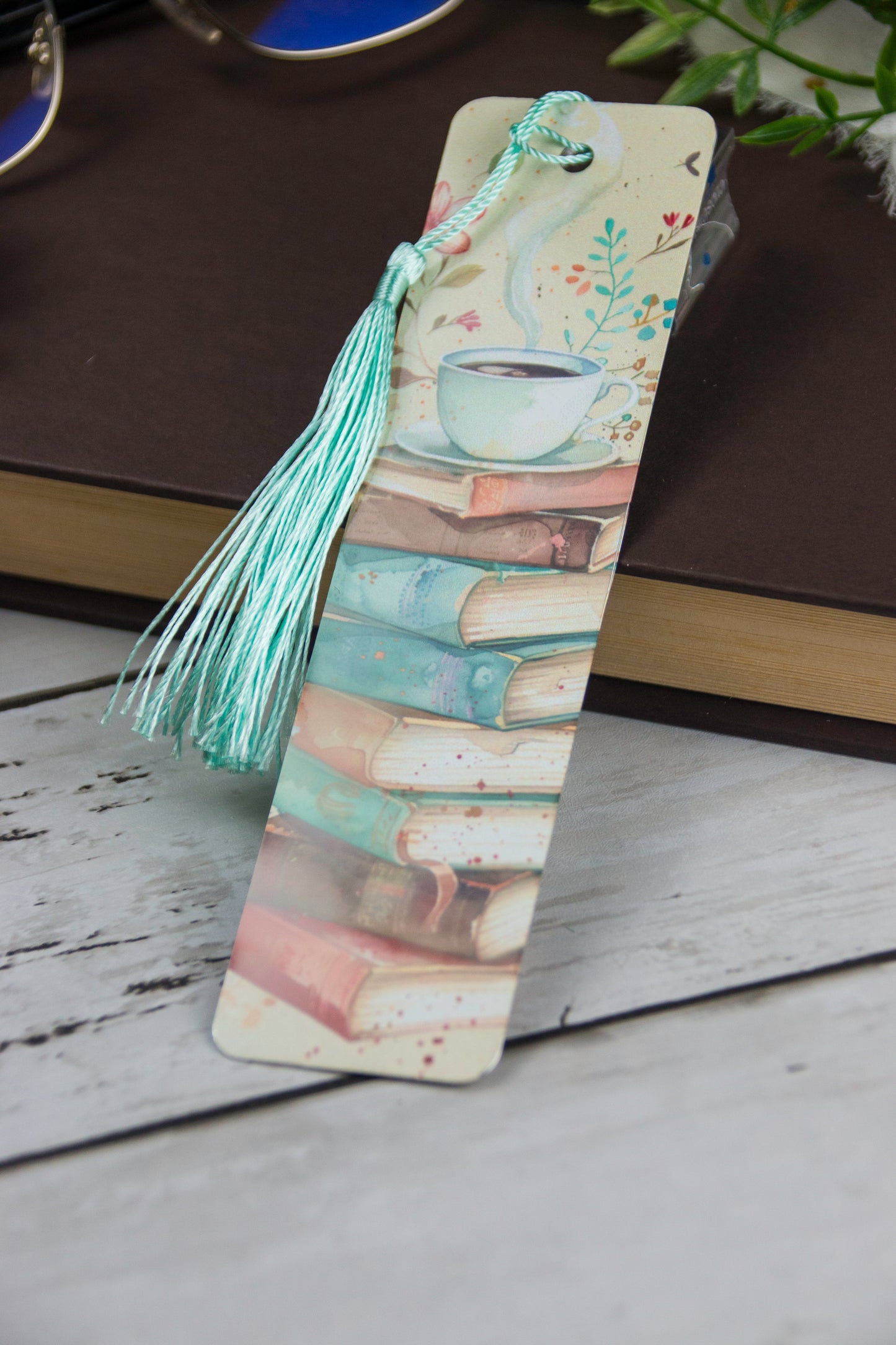 Teal Book Stack Bookmark