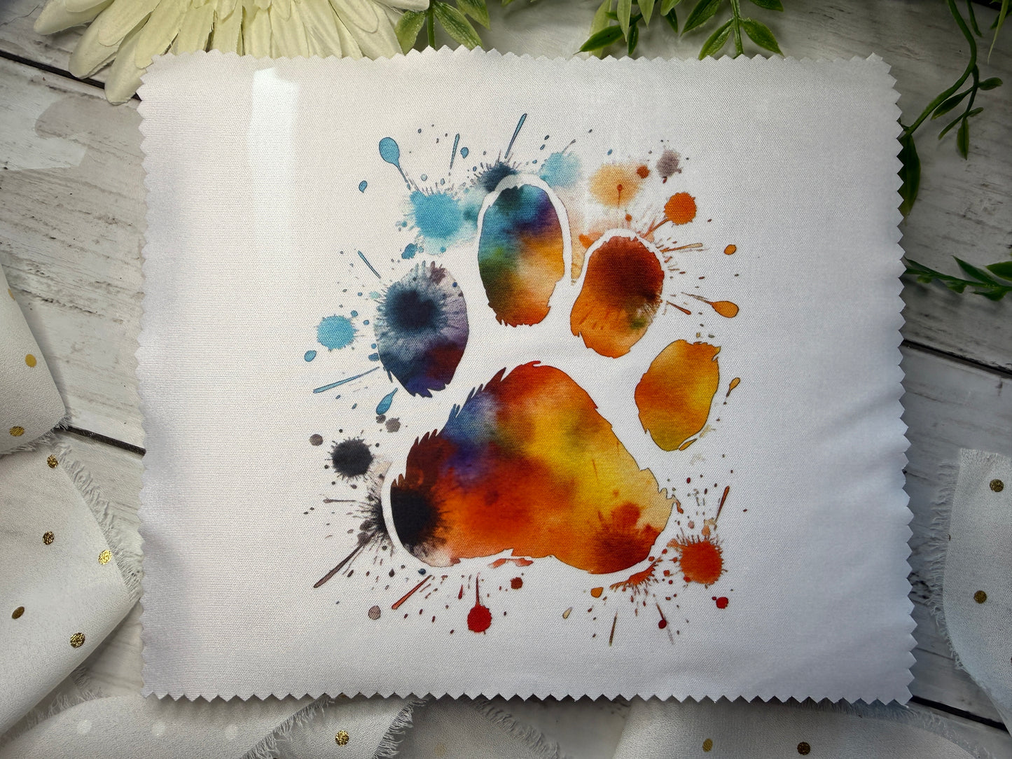 Blue and Orange Splash Paw Eyeglass/Lens Cleaner