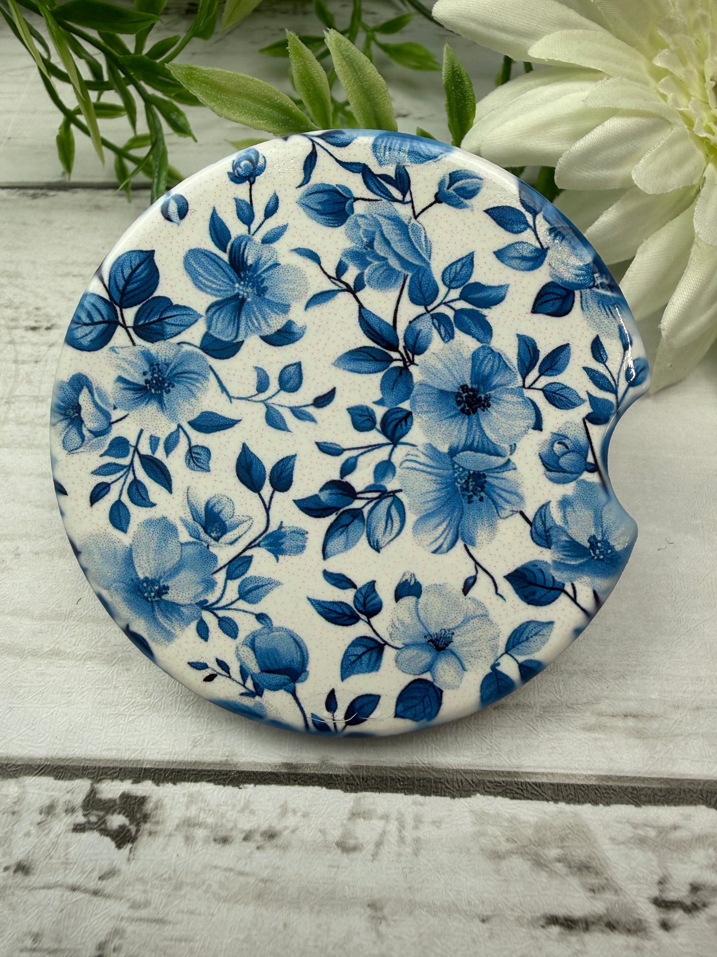 Blue Floral Car Coaster