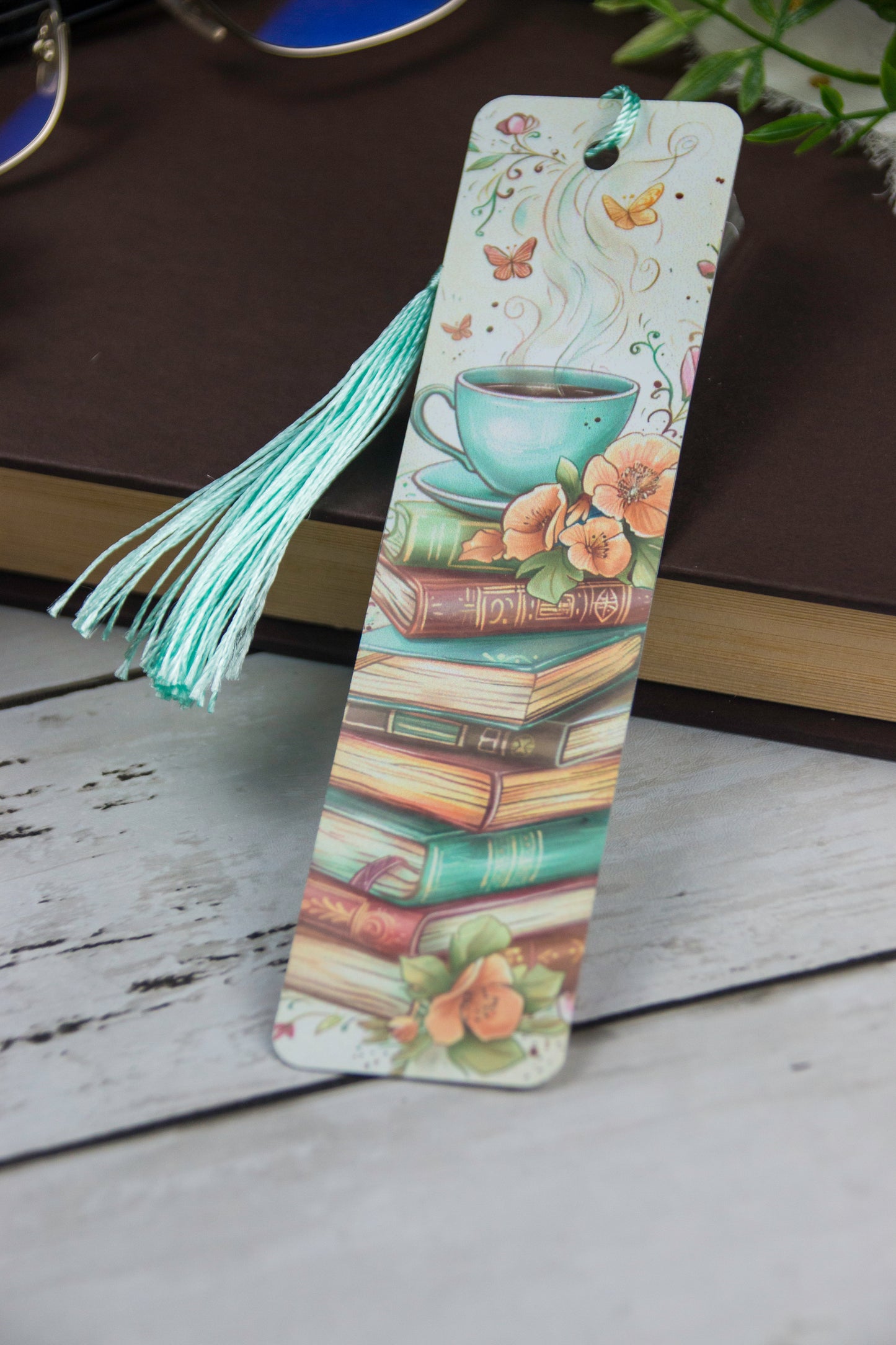 Teal Book Stack Bookmark