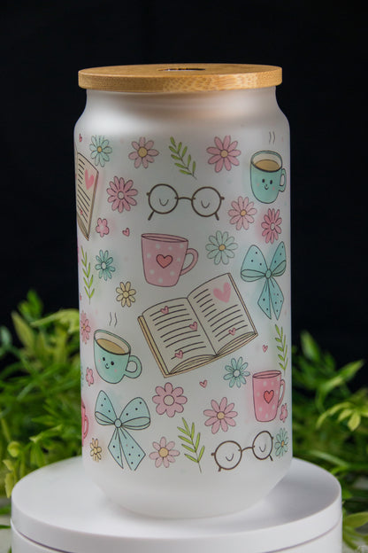 Pink/Blue Book Glass Can