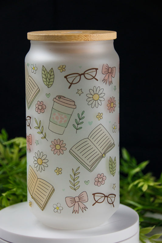 Pink Book Glass Can