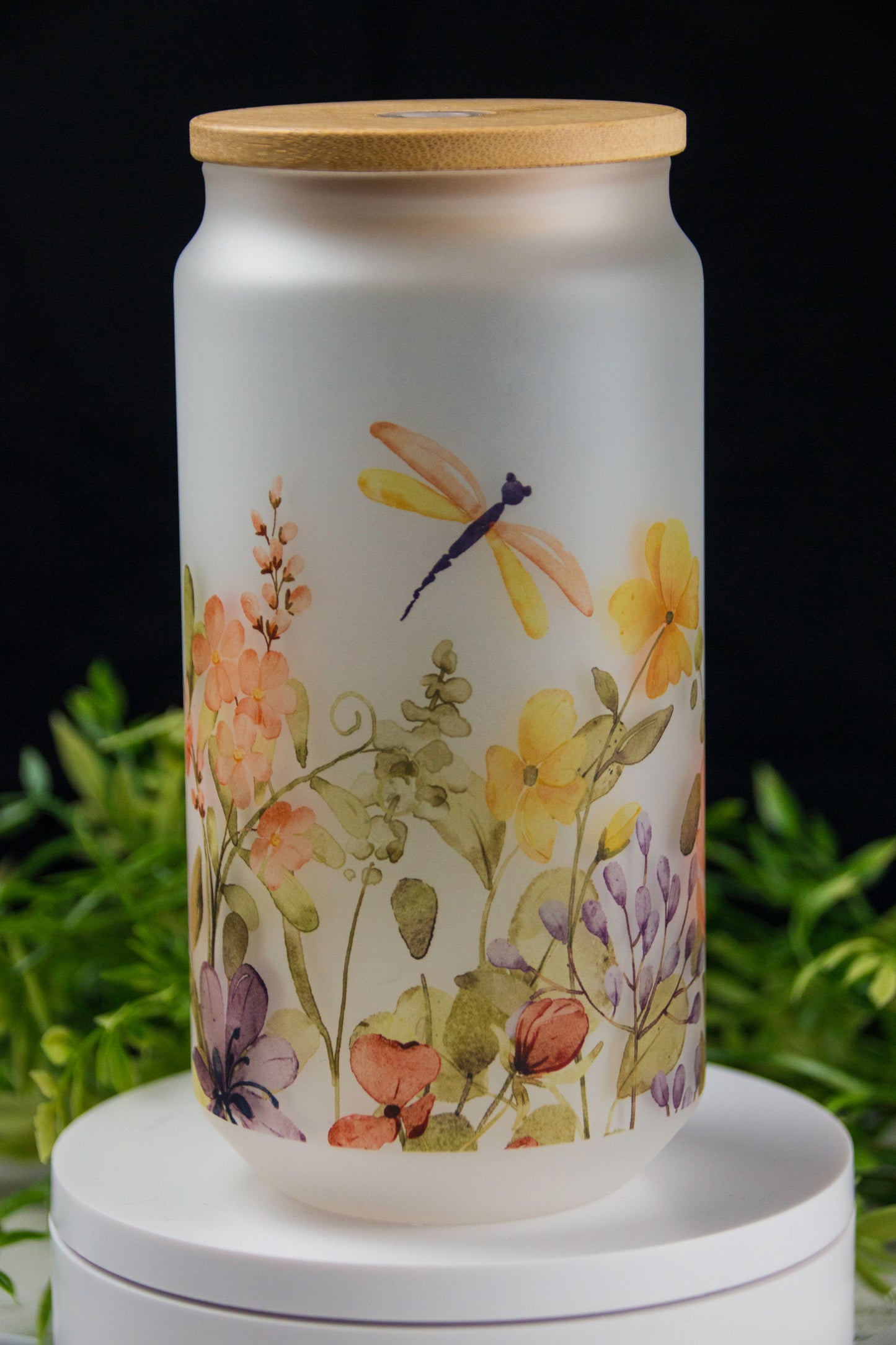 Dragonfly Glass Can