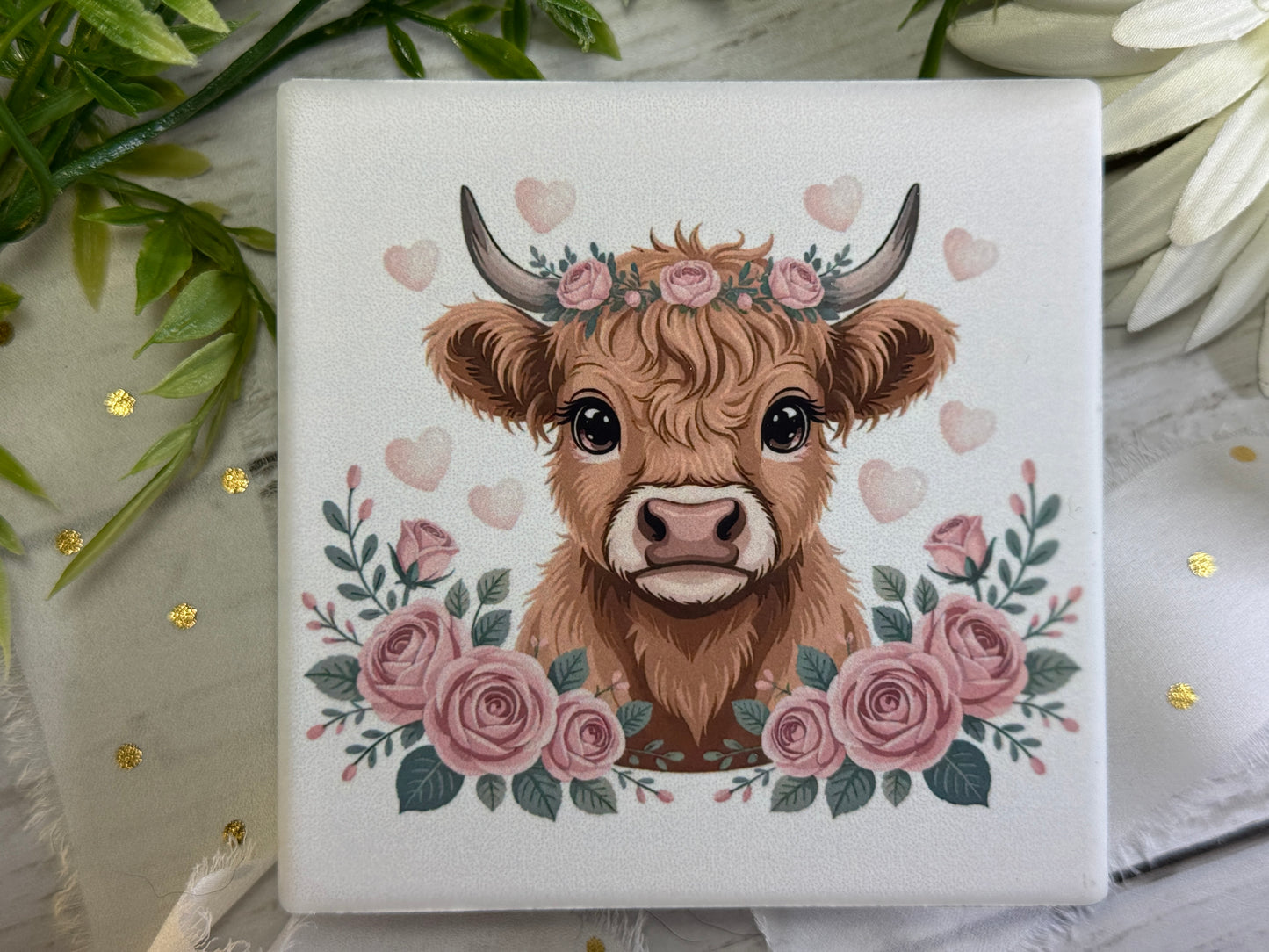 Rose Cow Coaster