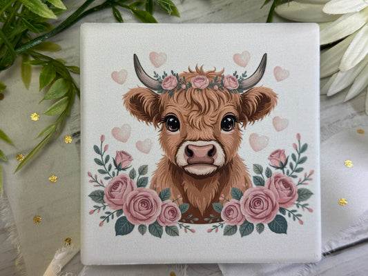 Rose Cow Coaster