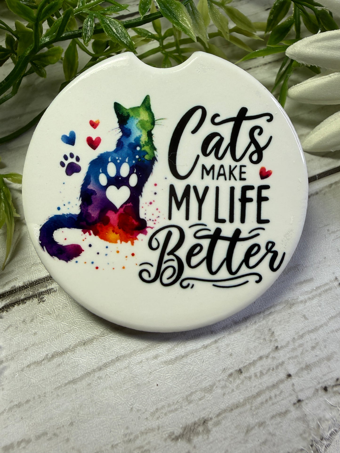 Cats Make Life Better Car Coaster