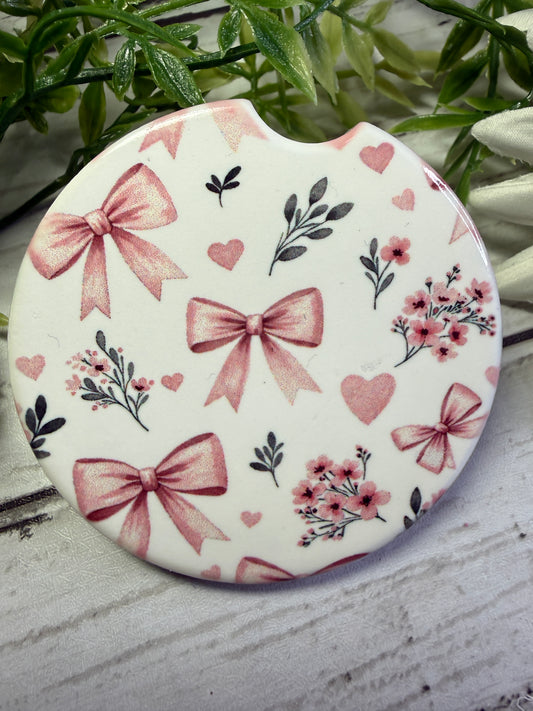 Pink Bow Car Coaster