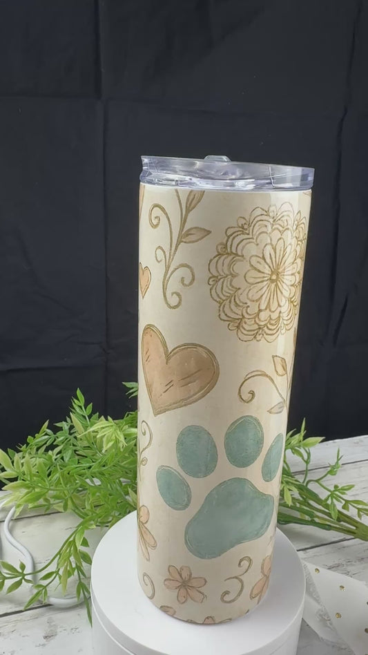 Beige Paw Tumbler-20oz
