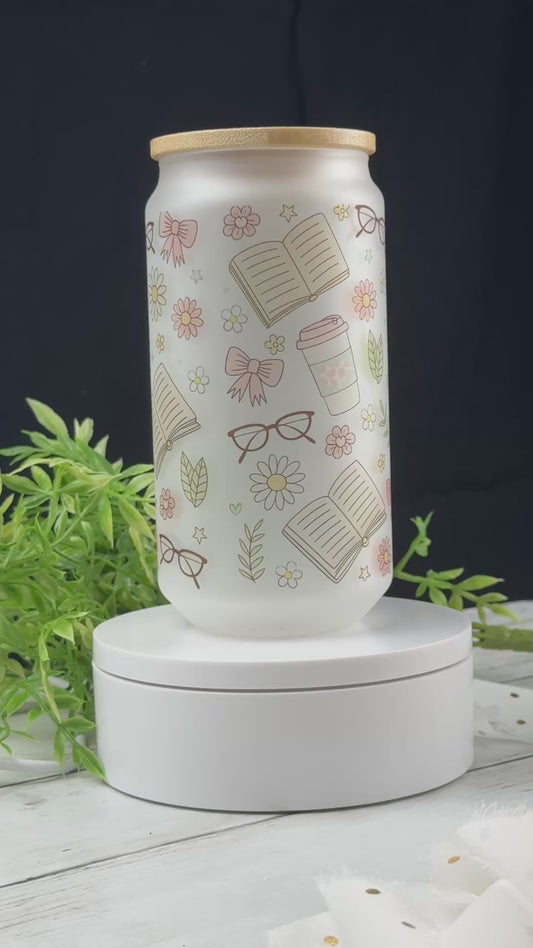 Pink Book Glass Can