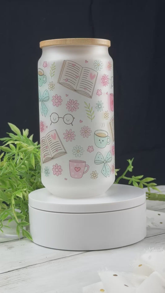 Pink/Blue Book Glass Can
